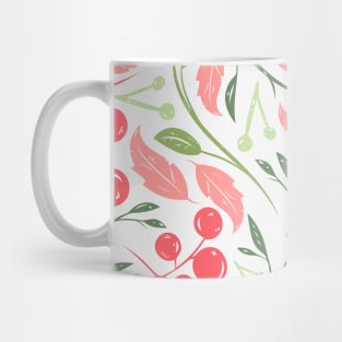 Garden Pink Green Leafes and Berries Mug